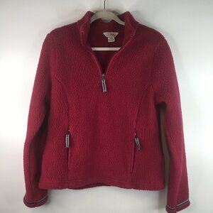 L L Bean Fuzzy 1/4 Zip Pullover Pink Sweater Size M